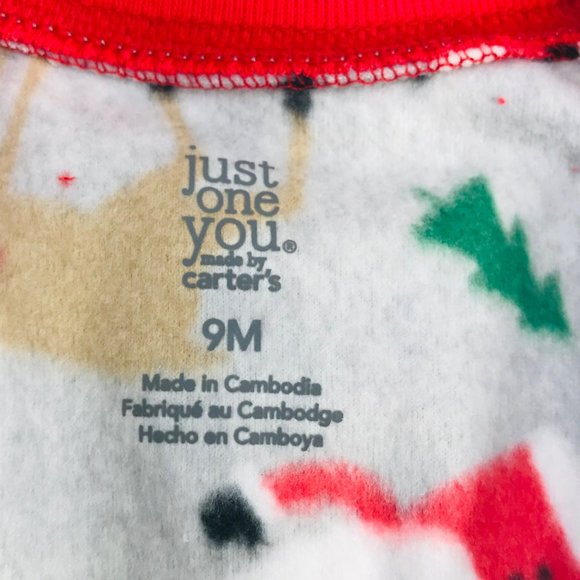 2 Pack Just One You Made By Carter's Baby Size 9 Month Santa Footed Pajama New - Picture 5 of 16